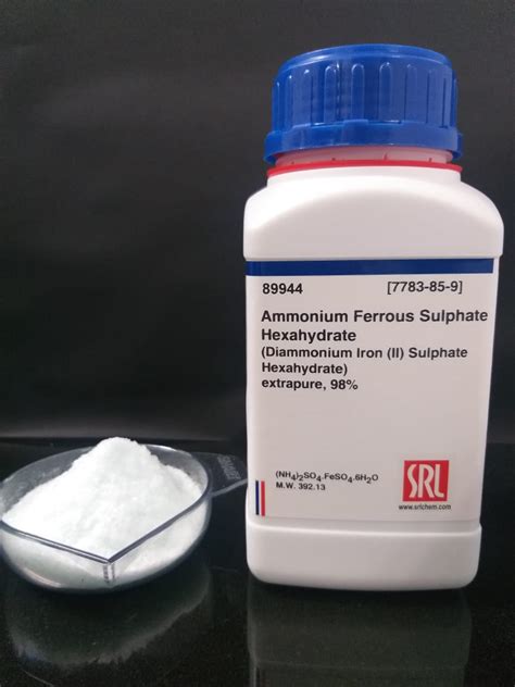 Ammonium Ferrous Sulphate Hexahydrate Extrapure 98 Product Data Sheet