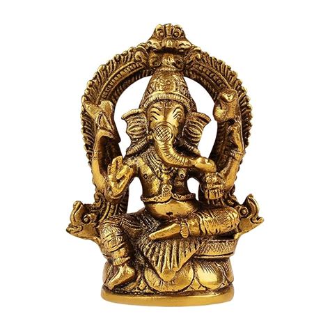 Buy Kartique Brass Lord Ganesha Sitting On Singhasan Big Belly With