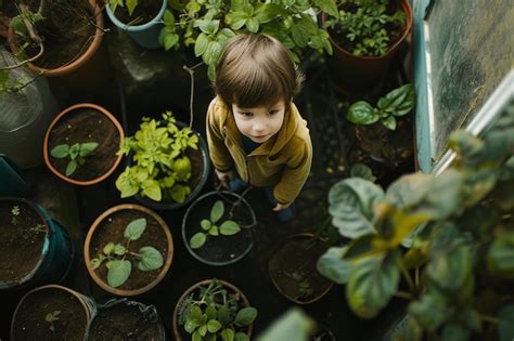 Premium Photo | Young child exploring greenhouse garden