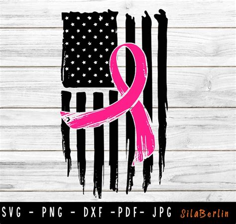 Breast Cancer Usa Flag Svg Breast Cancer Awareness Fight Etsy