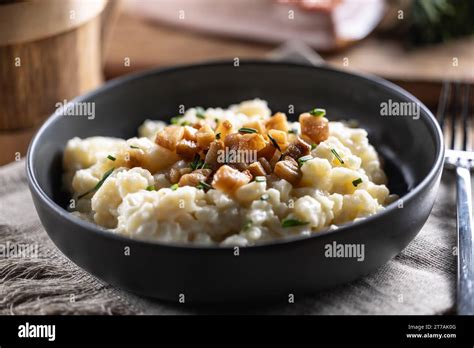 Halusky As Traditional Slovak Potato Gnocchi With Sheep Cheese Bryndza