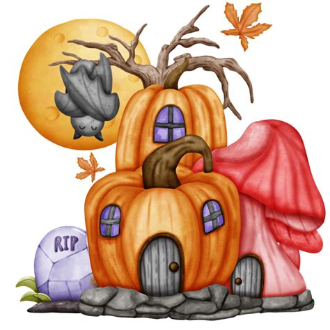 Halloween Elements Watercolor Illustration Concept Png