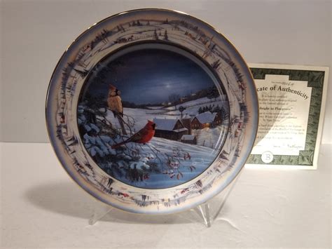 Collector Plate Pinegrove S Winter Cardinals Midnight In Pinegrove Sam