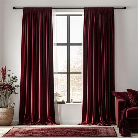 Vine Dark Red Velvet Curtains For Living Room Custom Curtains Bedroom