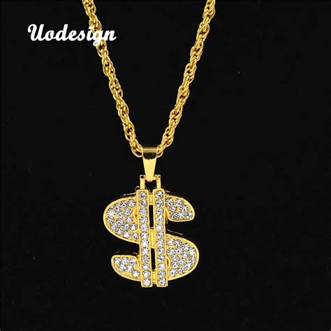 Uodesign Necklace Hip Hop Rap Gold Color US Dollar Pendant Necklace