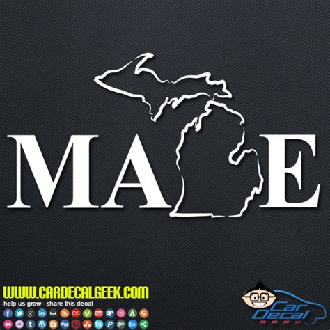 Michigan Made Car Window Decal Sticker Cling