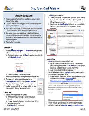 Fillable Online Supplychain Ucsf Shop Forms Quick Reference