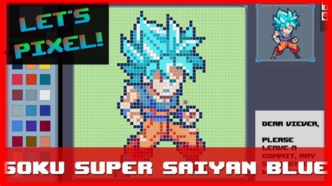 Lets Draw Pixel Art Super Saiyan Blue Goku Youtube