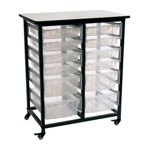 Buy Mobile Bin Storage Unit Double Row With Large And Small Clear Bins Shiffler Furniture