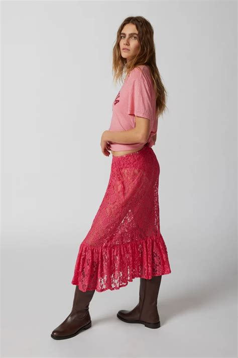 Urban Renewal Parties Remade Ruffle Hem Lace Maxi Skirt Urban