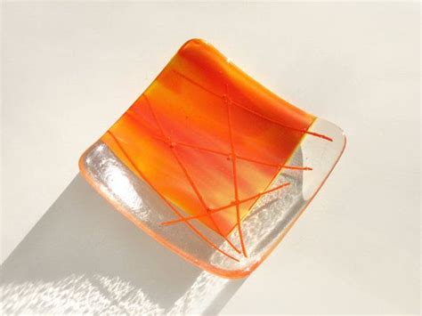 Orange Fused Glass Plate 6x6 Art Glass Dish Home Decor Accent Etsy Fused Glass Glass Plates