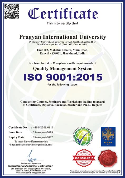 Pragyan International University Receives Iso 90012015 Certification