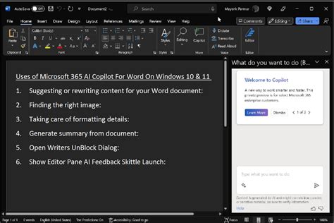 Uses Of Microsoft 365 Ai Copilot For Word On Windows 10 And 11 Open Ai Master