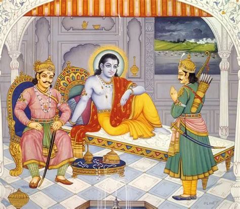 Lord Shri Krishna Arjuna And Duryodhana Before Mahabharata Freeflow