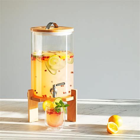 Navaris Glazen Limonadetap Met Kraantje Drankdispenser Met Houten