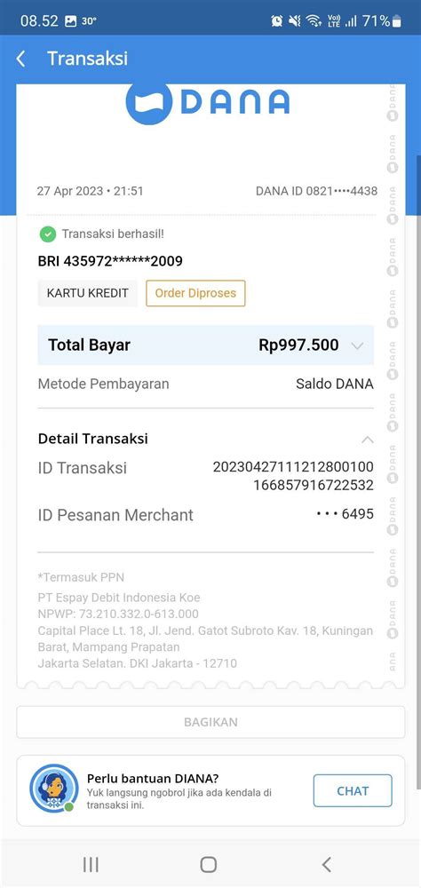 Transaksi Pembayaran Kartu Kredit Pending Dari Tanggal 27 April 2023