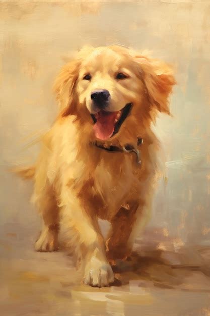 Premium Photo Oil Painting Of A Golden Retriever