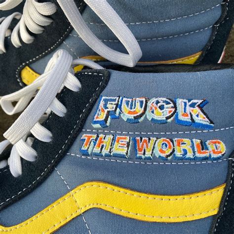 Vans SK8 Hi Supreme Fuck The World Blue Men S Fashion Footwear Sneakers On Carousell