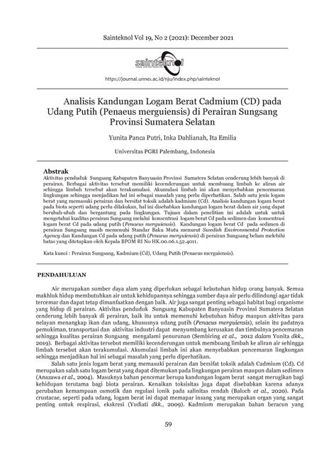 Analisis Kandungan Logam Berat Cadmium CD Pada Udang Putih Penaeus