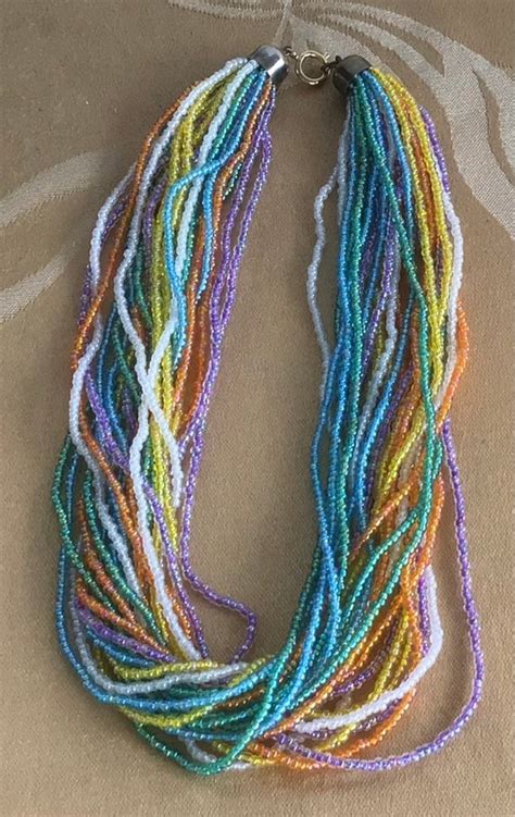 Colorful Glass Seed Bead Multi Strand Necklace 15 1 … Gem