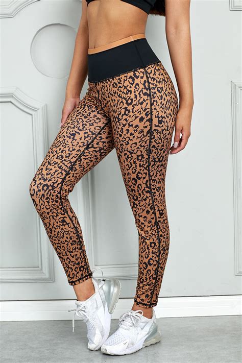 Us 8 03 Dropship Mocha Leopard Print Active Leggings