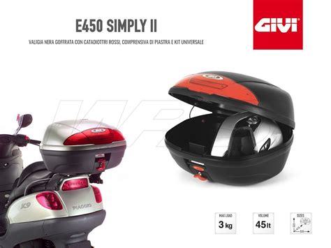 E N E Simply Ii Bauletto Moto Givi Monolock Lt Nero Luci Rosse