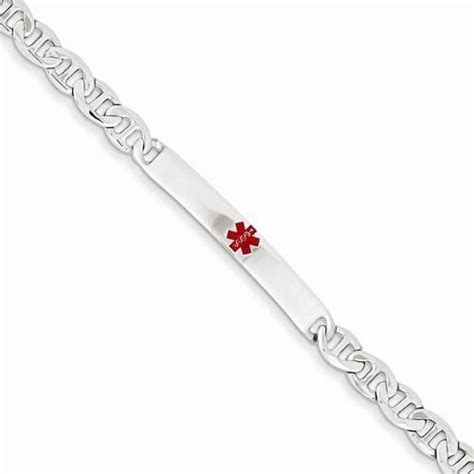 New 925 Sterling Silver Medical Alert Id Bracelet Anchor Link 7 5 Engravable Sterling Silver