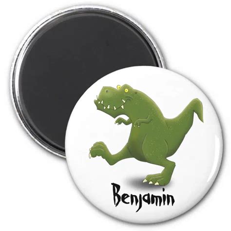 Funny Green T Rex Dinosaur Cartoon Illustraton Magnet Zazzle