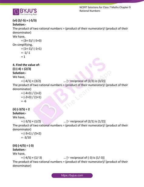 Ncert Solutions For Class 7 Maths Chapter 9 Rational Numbers Download Free Pdf