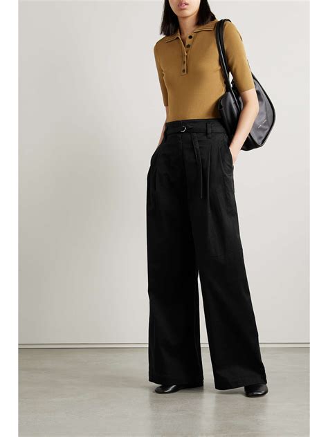 Proenza Schouler White Label Raver Belted Cotton Blend Twill Wide Leg