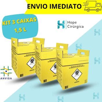 KIT 3 CAIXAS Caixa Perfuro Cortante Coletor 1 5 Litros Hope