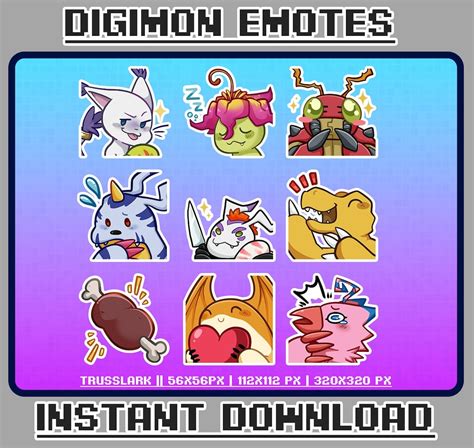 Digimon Emotes 9 Twitch Discord Youtube Streaming Cute Anime Emoji