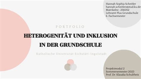 Heterogenit T Und Inklusion In Der Grundschule