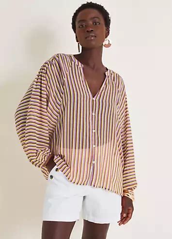 Monsoon Yazmin Sheer Stripe Blouse Kaleidoscope