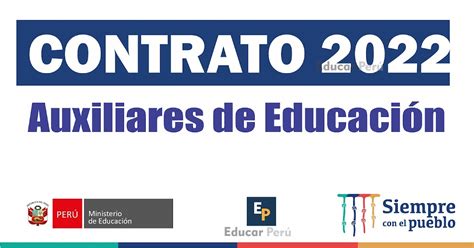 Plazas 2022 Para El Contrato De Auxiliares De Educación ~ Educar Perú