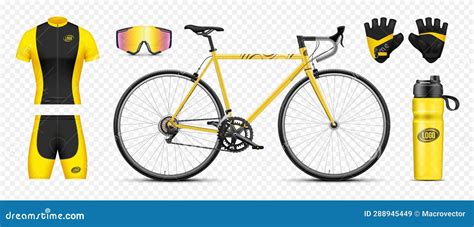 Realistic Bicycle Set stock illustration. Illustration of accessory - 288945449