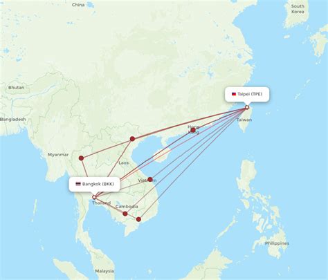 All Flight Routes From Taipei To Bangkok TPE To BKK Flight Routes