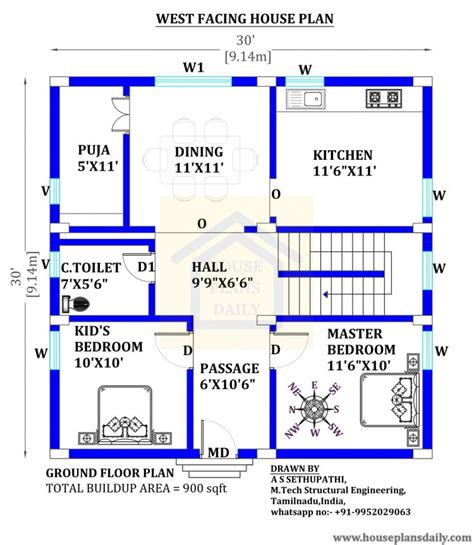 30x30 Beautiful West Face Home Vastu Plan House Designs And Plans