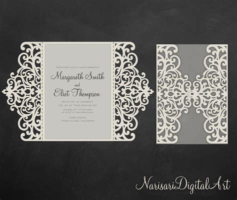 SVG Gate Fold Wedding Invitation Card Template 5x7 Etsy Canada