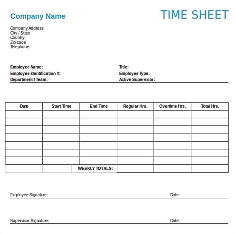 8 Weekly Timesheet Template Word - Perfect Template Ideas