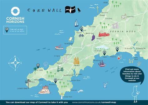 illustrated map  cornwall cornwall map cornwall illustrated map