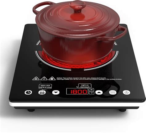 Amazon.com: Nafewin Single Burner Electric Cooktop 1800W - 110V ...