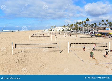 Sand Volleyball Courts Adjacent To the Pier in Huntington Beach ...