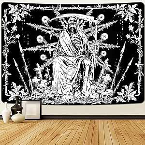 Amazon Uspring Skull Tapestry Black Goth Tapestries Horror