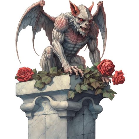 Premium AI Image | Gothic demon statue watercolor illustration