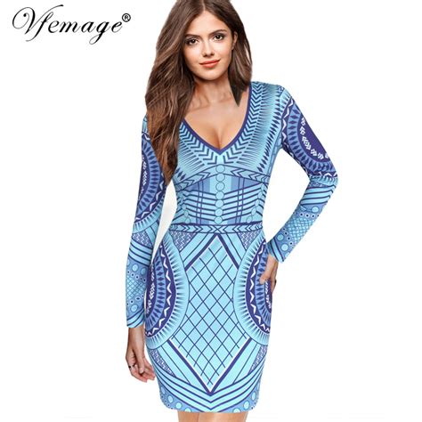 Vfemage Sexy V Neck Geometry Slim High Waist Women Girl Ladies Fashion