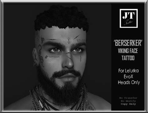 Second Life Marketplace - DEMO_[JT] Viking Face Tattoo 'Berserker' (Ver ...