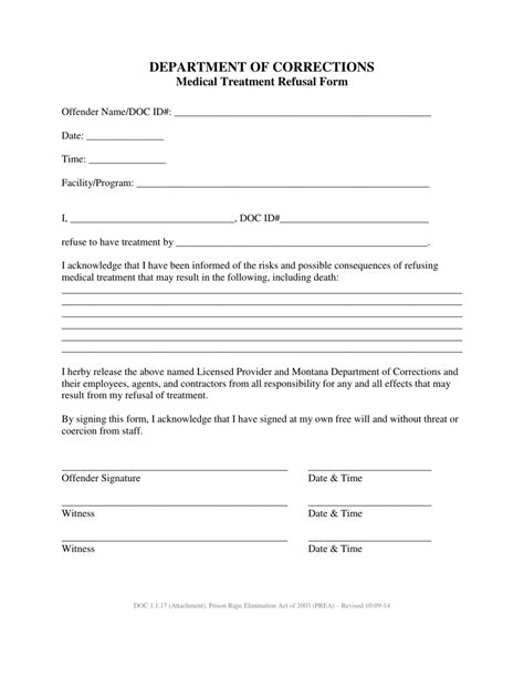 Montana Medical Treatment Refusal Form Fill Out Sign Online And Download Pdf Templateroller