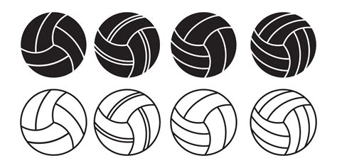 Volleyball icons set. Black volleyball ball symbol set of volleyball ...