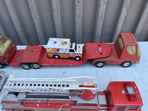 Lot Of Various Vintage Toy Firetrucks, Emergency Vehicles And ...